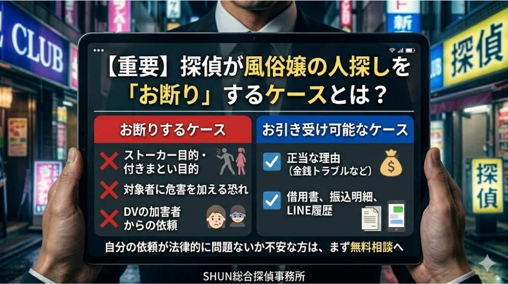 【重要】探偵が風俗嬢の人探しを「お断り」するケースとは?