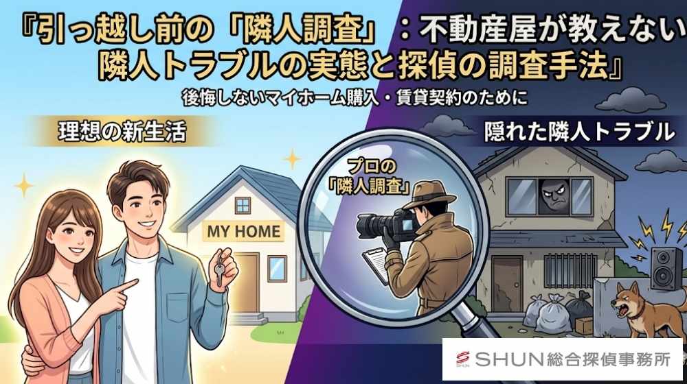 引っ越し前の隣人調査・近隣調査ならSHUN総合探偵事務所