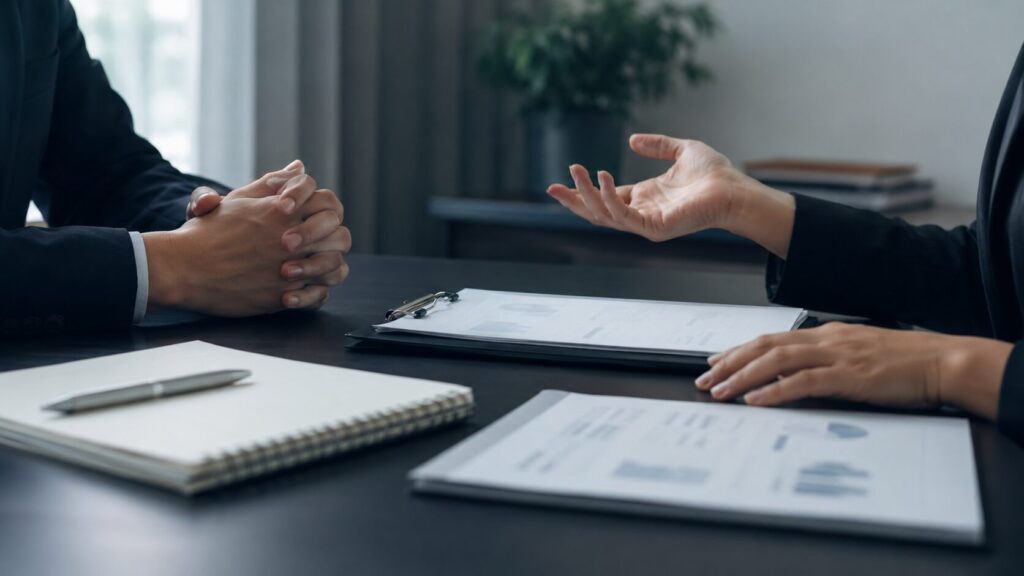 嫌がらせ調査について探偵に相談する落ち着いた相談室のイメージ