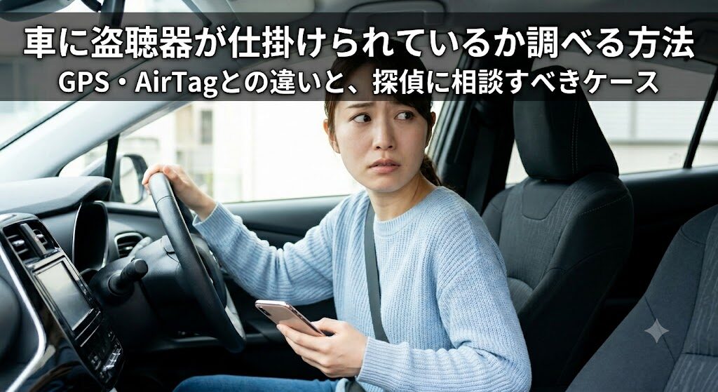 車に盗聴器やGPSが仕掛けられている不安を確認するイメージ