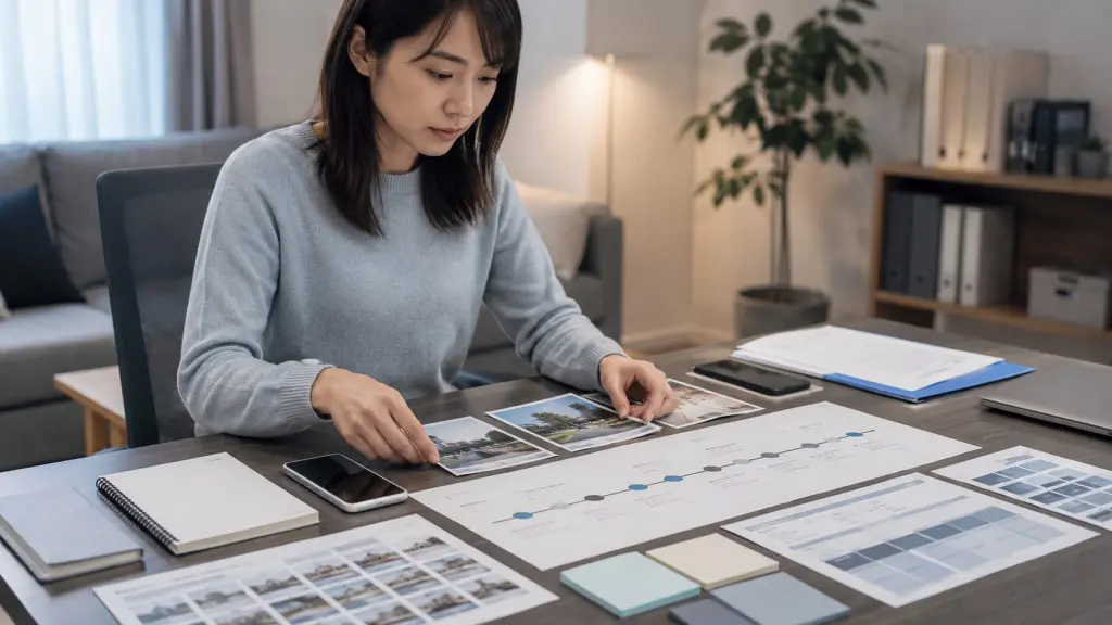 行く先々に同じ人物がいる不安を感じる相談者のイメージ