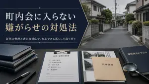 町内会に入らないことで嫌がらせを受けた場合の証拠整理と相談先を示すイメージ