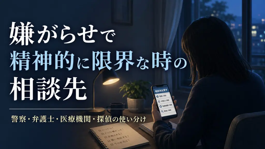 嫌がらせで精神的に限界を感じ相談先を探している人のイメージ