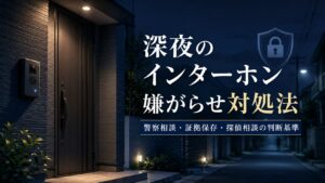 深夜にインターホンを鳴らされる嫌がらせ被害を表した玄関のイメージ