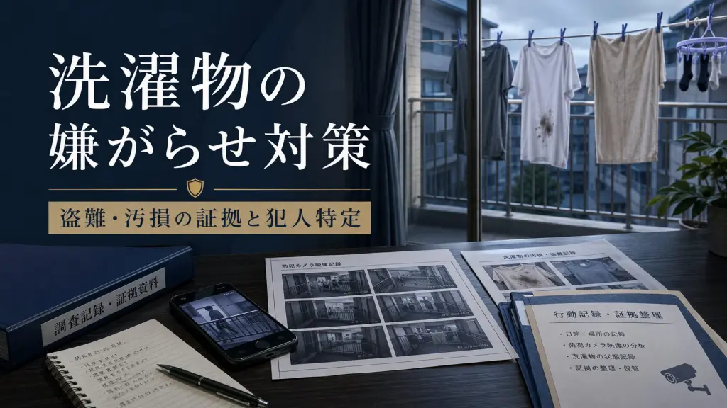 洗濯物の嫌がらせ被害で証拠を整理するイメージ