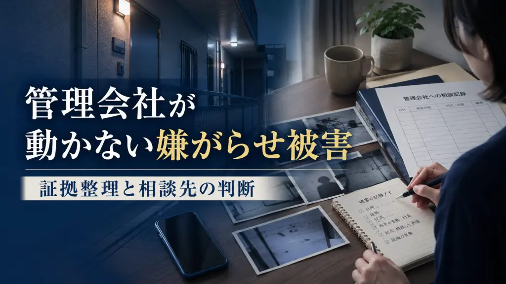 管理会社が動かないマンション嫌がらせ被害で証拠を整理する相談イメージ