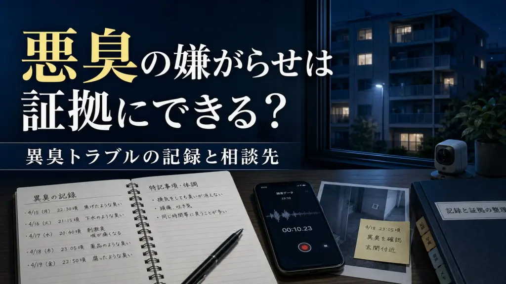 悪臭や異臭の嫌がらせ被害で証拠を整理するイメージ