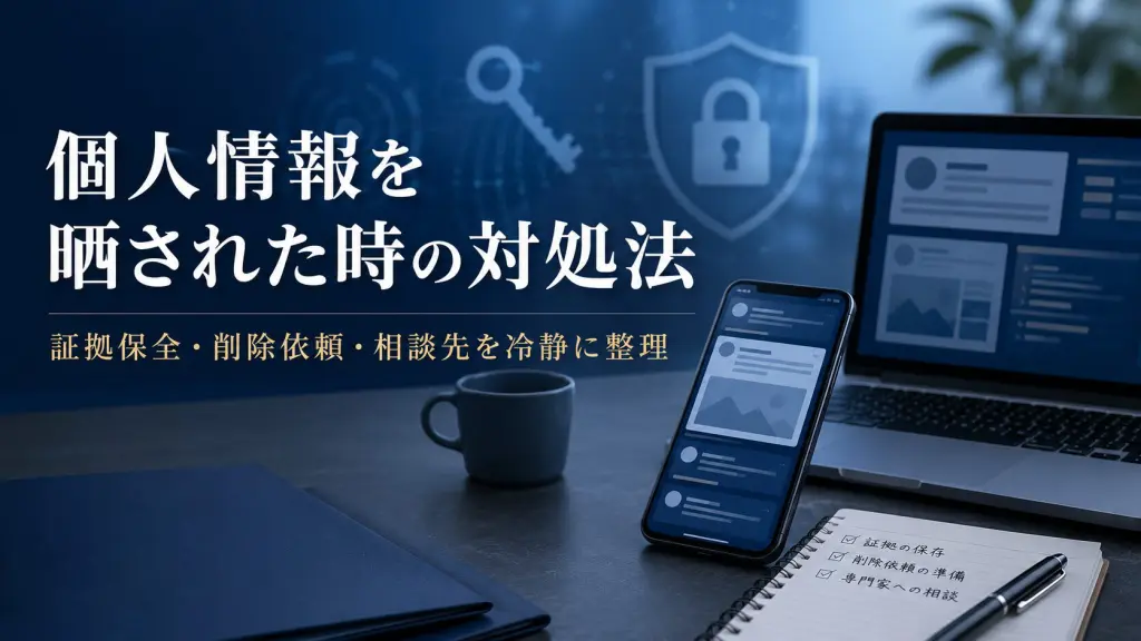 ネットに個人情報を晒された時の対処法を解説するアイキャッチ画像
